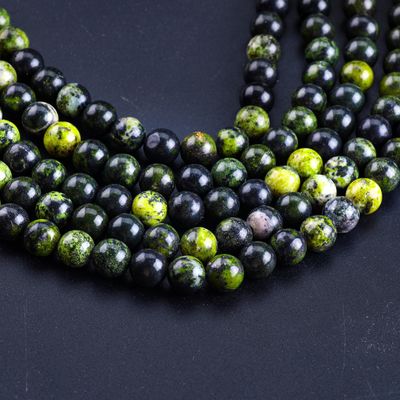 Serpentine Jade yuvarlak boncuk doğal kristal mücevher yapımı için gevşek boncuk telleri