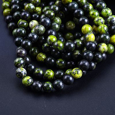 Serpentine Jade yuvarlak boncuk doğal kristal mücevher yapımı için gevşek boncuk telleri