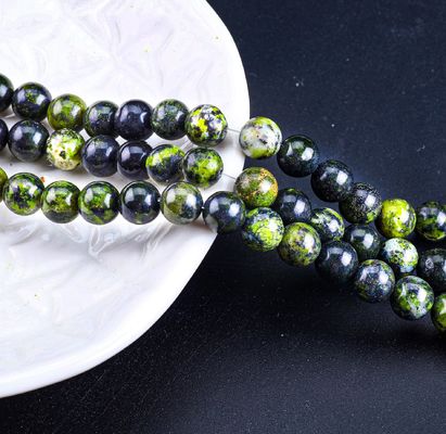 Serpentine Jade yuvarlak boncuk doğal kristal mücevher yapımı için gevşek boncuk telleri