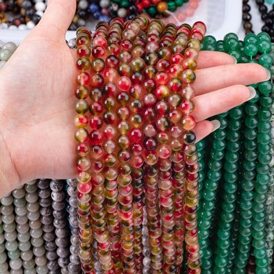8mm Açık Çiçek Agate Taş Gemstone Temizleme Kristal Taş İnciler Mücevher Yapımı İçin