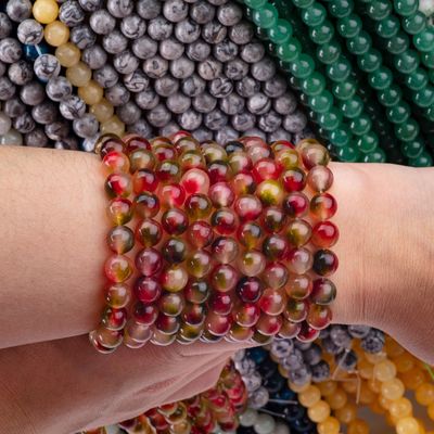 8mm Açık Çiçek Agate Taş Gemstone Temizleme Kristal Taş İnciler Mücevher Yapımı İçin