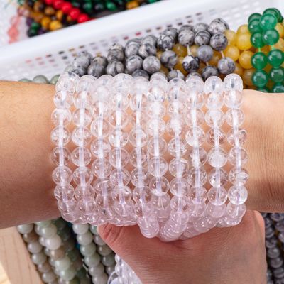 Yuvarlak Açık Kuvars Mermi Temizleyici Kristal Mermiler Mücevher Yapımı İçin