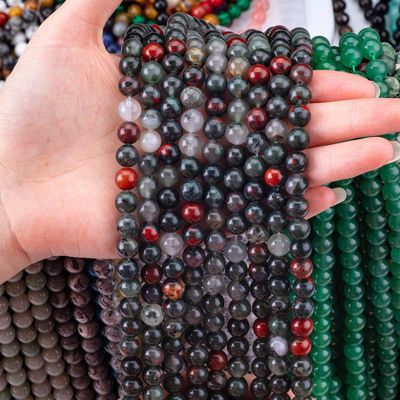 8 mm Afrika kan taşı mücevher yapımı için kristal taş inciler
