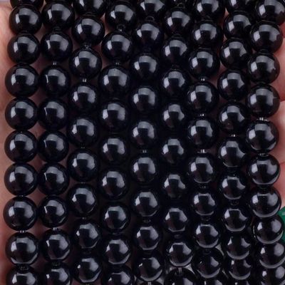 Doğal Kristal Siyah Obsidian 8MM DIY Mücevher Yapımı İçin Yuvarlak Sıvı Değerli Taş