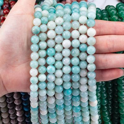 8mm Mavi Amazonite Gemstone İnciler Tıbbi Kristal Taş İnciler Mücevher Yapımında