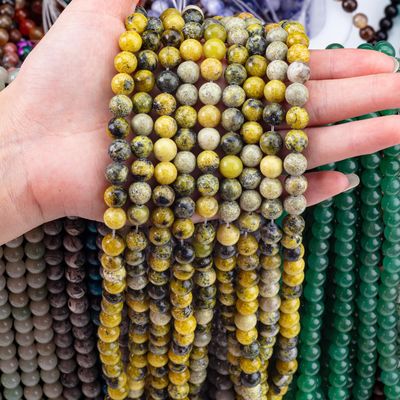 El sanatları için 6 mm 8 mm sarı Howlite boncukları