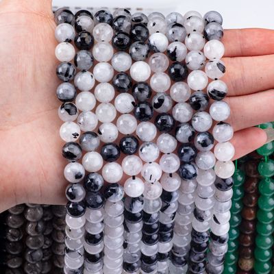 Sıfır Mercekli Dişliler Siyah Rutile Kuvars Yarım Değerli Taş Doğal Kristal Değerli Taş DIY Mücevher Yapımı için