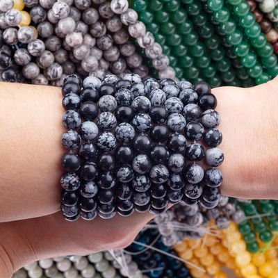 8mm Siyah Kar Tanesi Obsidiyen Değerli Taşlar Temizleyici Kristal Taşlar Mücevher Yapımında