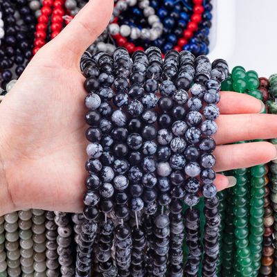 8mm Siyah Kar Tanesi Obsidiyen Değerli Taşlar Temizleyici Kristal Taşlar Mücevher Yapımında