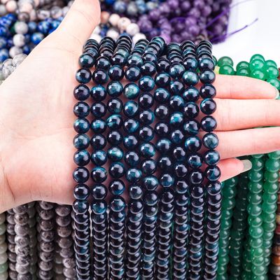 Doğal Kristal Gemstone Mürekkep Mavi Kaplan Gözü Sıfır Mermi Dalları DIY Mücevher Yapımı için Yarım Değerli Taş