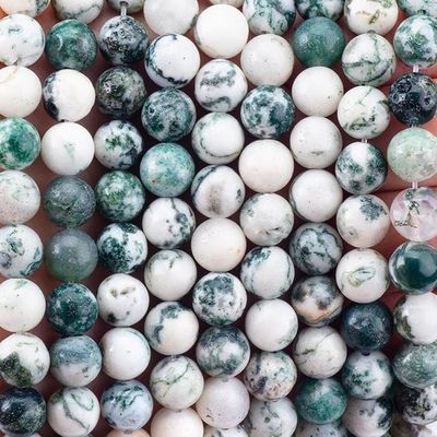 8 mm Ağac Agate Gemstone İnciler Temizleme Kristal Taş İnciler Mücevher Yapımında