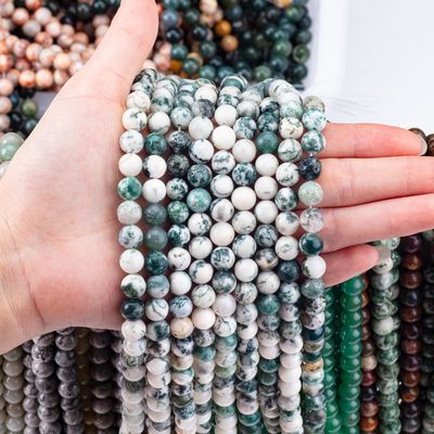 8 mm Ağac Agate Gemstone İnciler Temizleme Kristal Taş İnciler Mücevher Yapımında