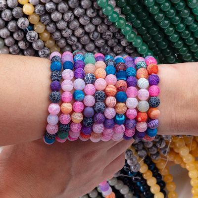 Gökkuşağı Yağmurlu Agate Sıfır Mercekli Dallar Yarı Değerli Taş Matt Frosted Cracked Agate DIY Mücevher Yapımı