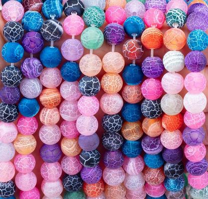 Gökkuşağı Yağmurlu Agate Sıfır Mercekli Dallar Yarı Değerli Taş Matt Frosted Cracked Agate DIY Mücevher Yapımı