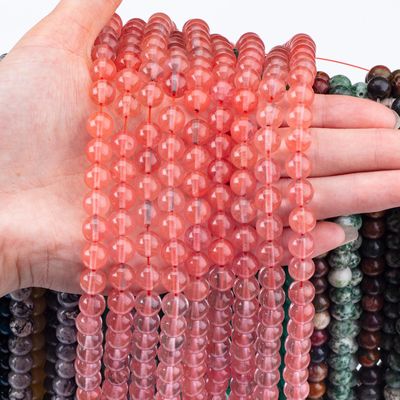 Gül Kirpi Kuvars Yumuşak Mercekler Yarım Değerli Taş Karpuz Kırmızı Kuvars DIY Mücevher Yapımı İçin