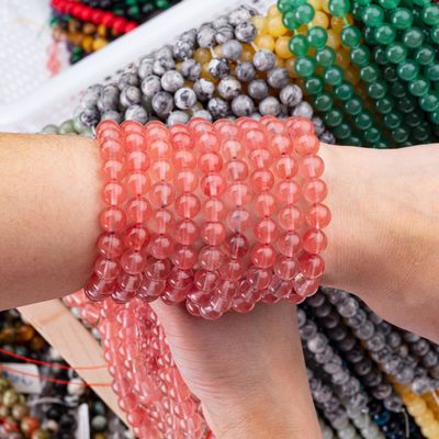 Gül Kirpi Kuvars Yumuşak Mercekler Yarım Değerli Taş Karpuz Kırmızı Kuvars DIY Mücevher Yapımı İçin
