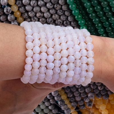 Beyaz Havadaki Agate Sıfır Mercekli Dallar Yarı Değerli Taş Matt Frosted Cracked Agate DIY Mücevher Yapımı