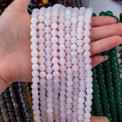 Beyaz Havadaki Agate Sıfır Mercekli Dallar Yarı Değerli Taş Matt Frosted Cracked Agate DIY Mücevher Yapımı