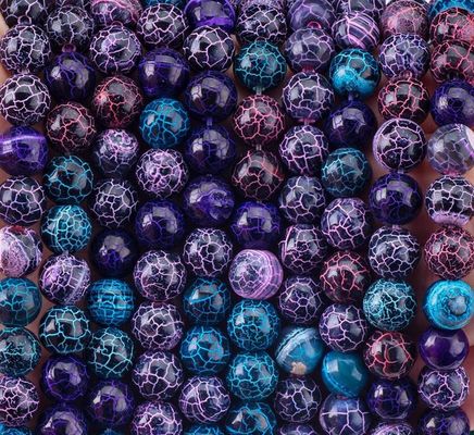 Parlak Hava Durumu Agate Sıfır İnci Dalgaları Yarım Değerli Taş Çatlak Agate DIY Mücevher Yapımı için