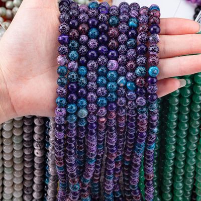 Parlak Hava Durumu Agate Sıfır İnci Dalgaları Yarım Değerli Taş Çatlak Agate DIY Mücevher Yapımı için