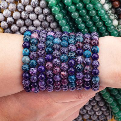Parlak Hava Durumu Agate Sıfır İnci Dalgaları Yarım Değerli Taş Çatlak Agate DIY Mücevher Yapımı için