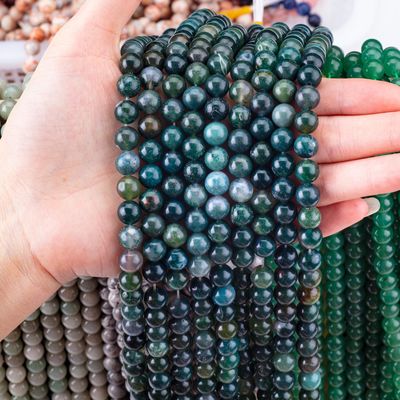 Yuvarlak Moss Agate Bead 4mm DIY Mücevher Yapımı için Gemstone Beads