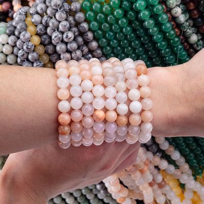 2 mm pembe aventurine yarı değerli mücevherler yuvarlak şekil