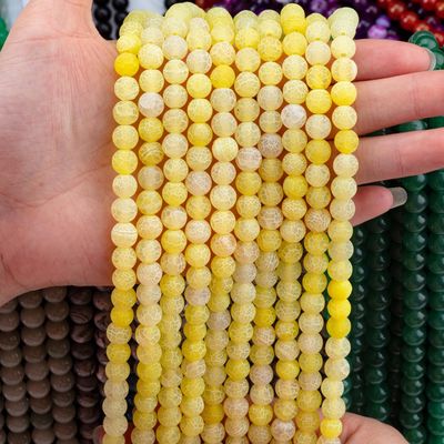 Sarı Renkli Agate Yuvarlak Yarım Değerli İnciler Yapısal Mücevher Yapımı İçin Sıfır İnce İpler