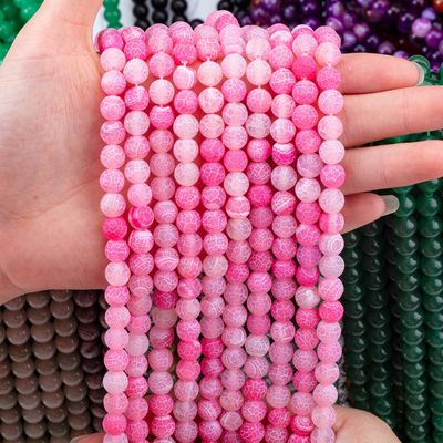 Fuchsia Havadaki Agate Sıfır Mercekli Dişliler Matt Frosted Cracked Agate Yarım Değerli Taş