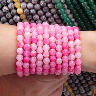 Fuchsia Havadaki Agate Sıfır Mercekli Dişliler Matt Frosted Cracked Agate Yarım Değerli Taş