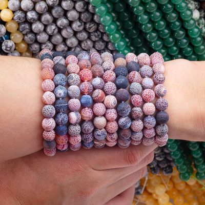 Dream Weathered Agate Loose Bead Strands Yarım Değerli Taş Matt Frosted Cracked Agate
