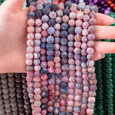 Dream Weathered Agate Loose Bead Strands Yarım Değerli Taş Matt Frosted Cracked Agate