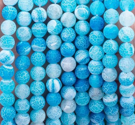 Mavi Hava Durumu Agate Sıfır Mercekli Dallar Yarım Değerli Taş Matt Frosted Cracked Agate