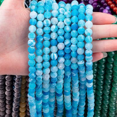 Mavi Hava Durumu Agate Sıfır Mercekli Dallar Yarım Değerli Taş Matt Frosted Cracked Agate