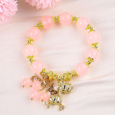 Özel 12 mm pembe kuvarslı sırt bileziği geyik büyüsüyle