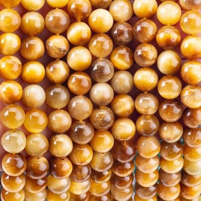 8mm Altın Kaplan Gözü Değerli Taşlar Temizleyici Kristal Taşlar Mücevher Yapımında