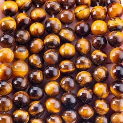 8mm Koyu Altın Kaplan Gözleri Değerli Taşlar Temizleyici Kristal Taşlar Mücevher Yapımında