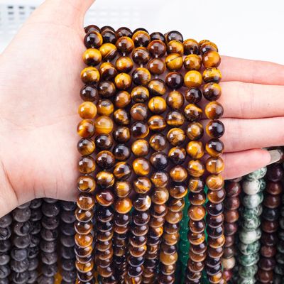 8mm Koyu Altın Kaplan Gözleri Değerli Taşlar Temizleyici Kristal Taşlar Mücevher Yapımında