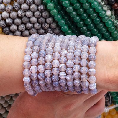 Gri Hava Durumu Agate Sıfır İnci Yaprakları Yarı Değerli Taş Matt Frosted Cracked Agate for DIY Jewelry Making