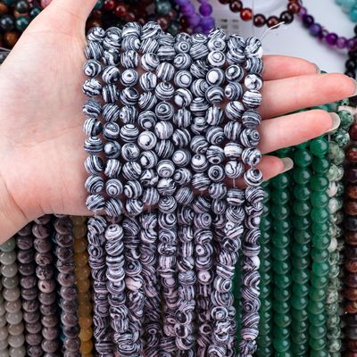 Sentetik Zebra Malachit Çıkarılmış Mercekler Beyaz ve Siyah DIY Mücevher Yapımı için Yarım Değerli Taş