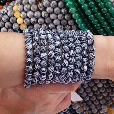 Sentetik Zebra Malachit Çıkarılmış Mercekler Beyaz ve Siyah DIY Mücevher Yapımı için Yarım Değerli Taş