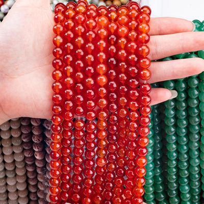 Kırmızı Agate 8mm Doğal Karnelian Gemstone Parti Mücevherleri İçin Yuvarlak Marangozlar