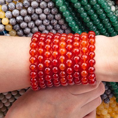 Kırmızı Agate 8mm Doğal Karnelian Gemstone Parti Mücevherleri İçin Yuvarlak Marangozlar