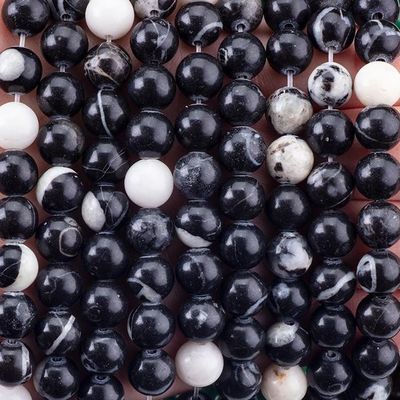 8mm Siyah Zebra Yeşim Taşları Temizleyici Kristal Taşlar Mücevher Yapımında