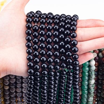 8mm Siyah Onyx Gemstone Mermiler Temizleme Kristal Taş Mermiler Mücevher Yapım için
