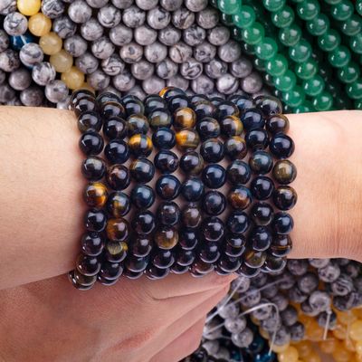 Doğal Kristal Gemstone Sarı Mavi Kaplan Gözü Sıfır Boncuk Dalları DIY Mücevher Yapımı için Yarım Değerli Taş