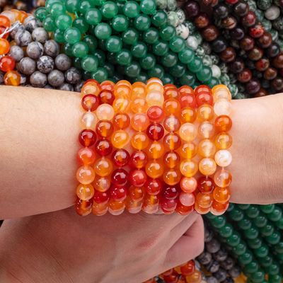 8mm Ateş Kuvars Gemstone İnciller Temizleme Kristal Taş İnciller Mücevher Yapımında