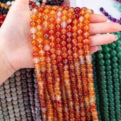 8mm Ateş Kuvars Gemstone İnciller Temizleme Kristal Taş İnciller Mücevher Yapımında