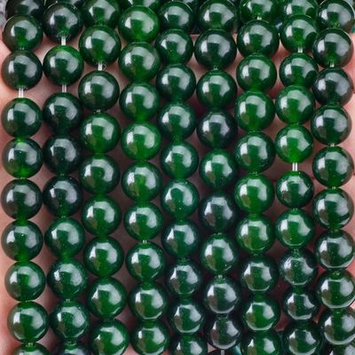 8MM Siyah yeşil yeşimli cilalanmış pürüzsüz yuvarlak şekil küresel boncuklar Boncuk mücevher yapımı için