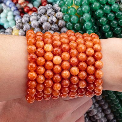 8MM Kristal Koyu Kırmızı Aventurine Şifa Gemleri El Yapımı Mücevherler İçin Yuvarlak Sıvı İnciler
